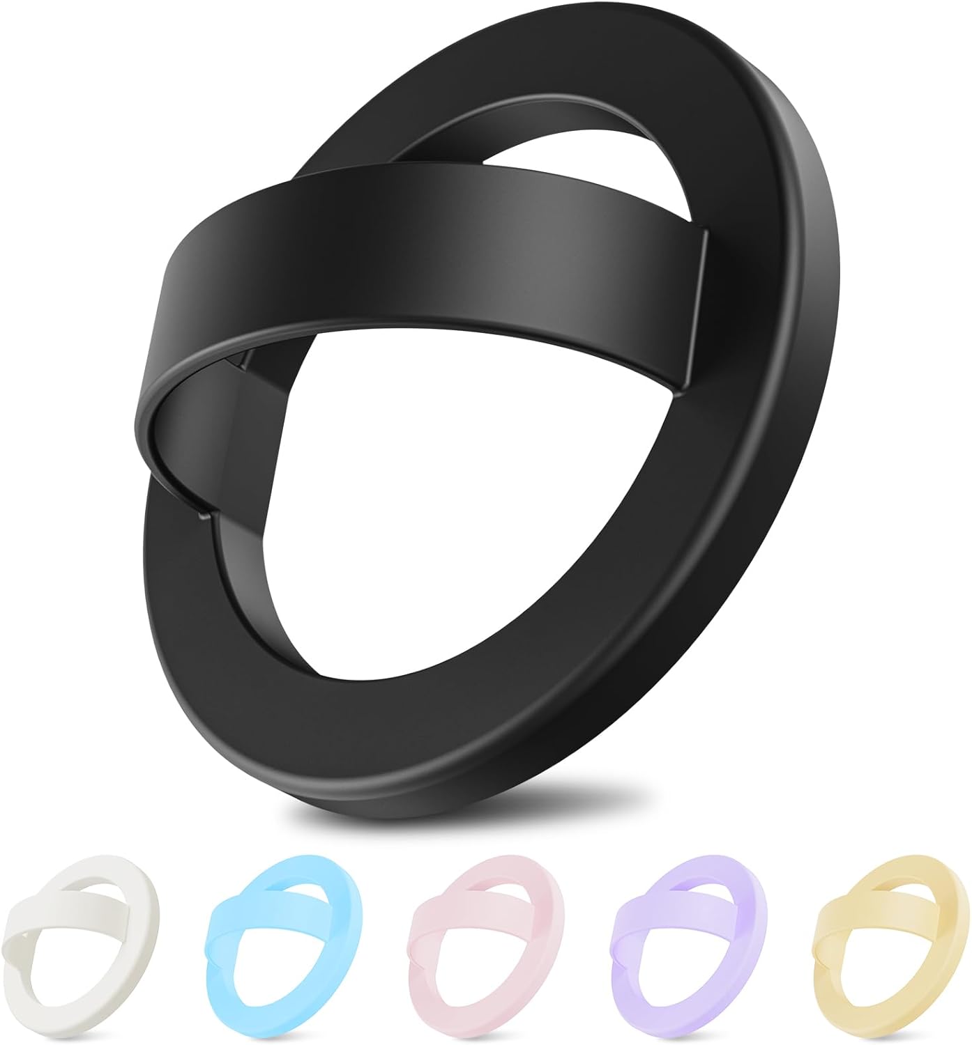Magnetic Silicone Ring Grip Phone Holder for MagSafe, 360° Rotating Finger Loop, Strong Magnetic Phone Grip, Soft & Lightweight, Compatible with iPhone 17/16/15/14/13/12 Series, Black