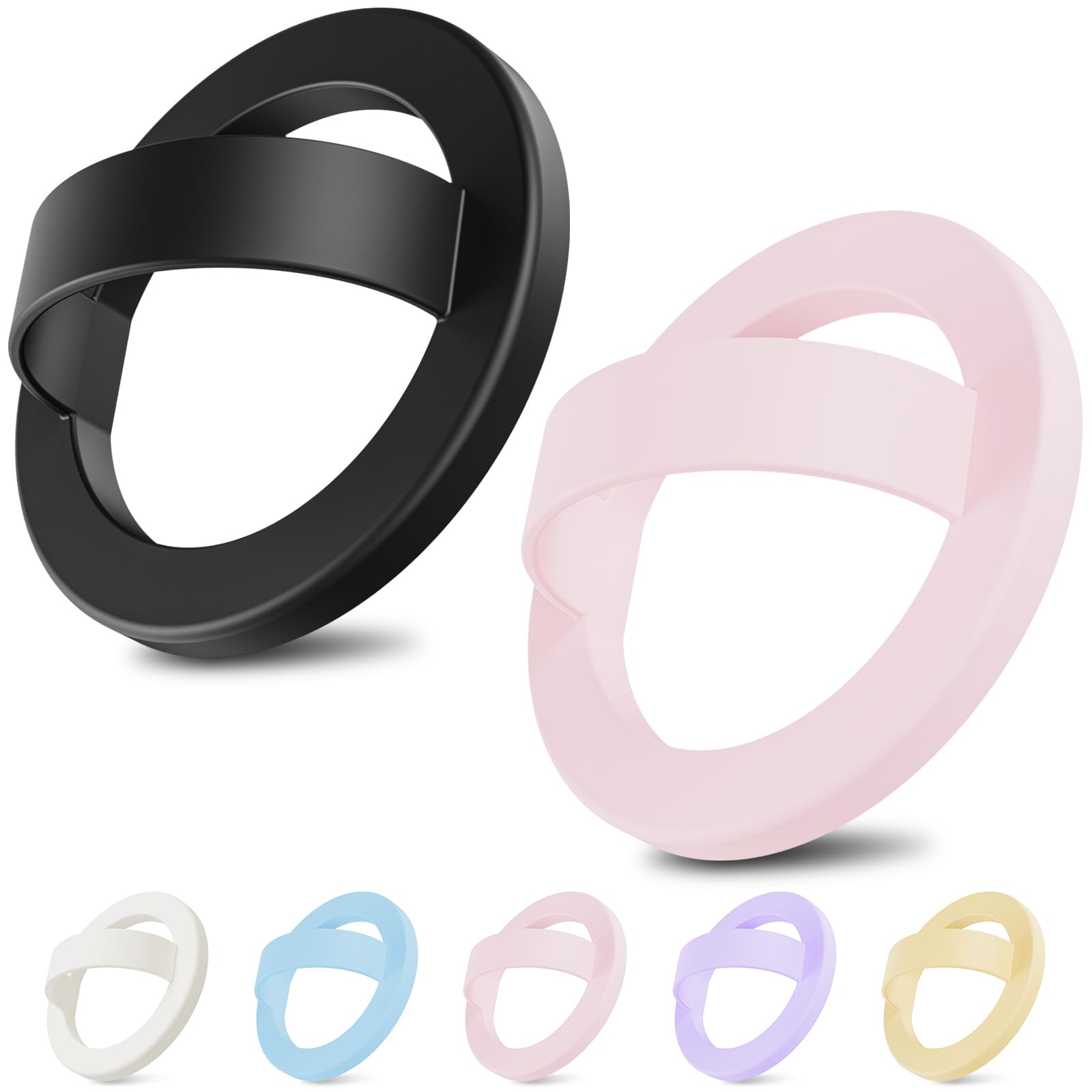 Magnetic Silicone Ring Grip Phone Holder for MagSafe, 360° Rotating Finger Loop, Strong Magnetic Phone Grip, Soft & Lightweight, Compatible with iPhone 17/16/15/14/13/12 Series, Black