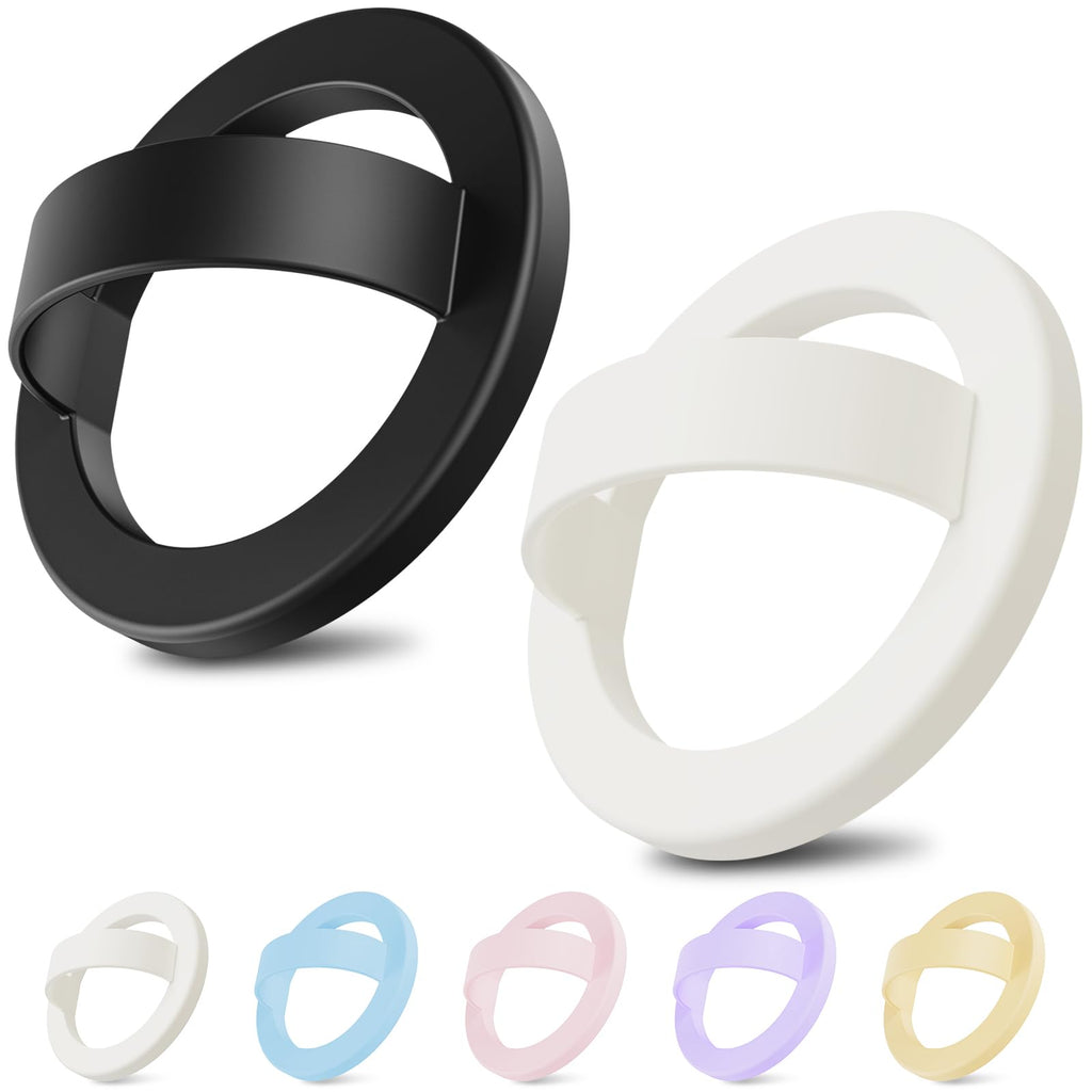 Magnetic Silicone Ring Grip Phone Holder for MagSafe, 360° Rotating Finger Loop, Strong Magnetic Phone Grip, Soft & Lightweight, Compatible with iPhone 17/16/15/14/13/12 Series, Black