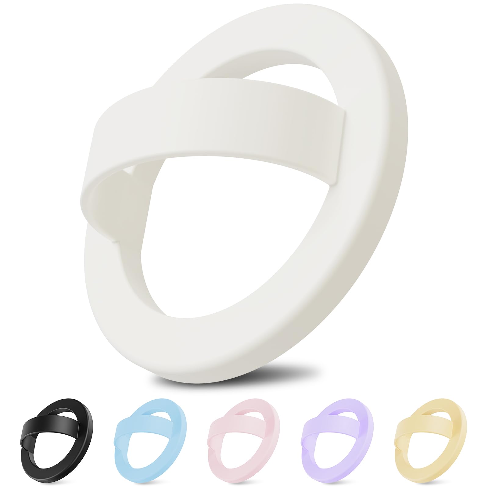 Magnetic Silicone Ring Grip Phone Holder for MagSafe, 360° Rotating Finger Loop, Strong Magnetic Phone Grip, Soft & Lightweight, Compatible with iPhone 17/16/15/14/13/12 Series, Black