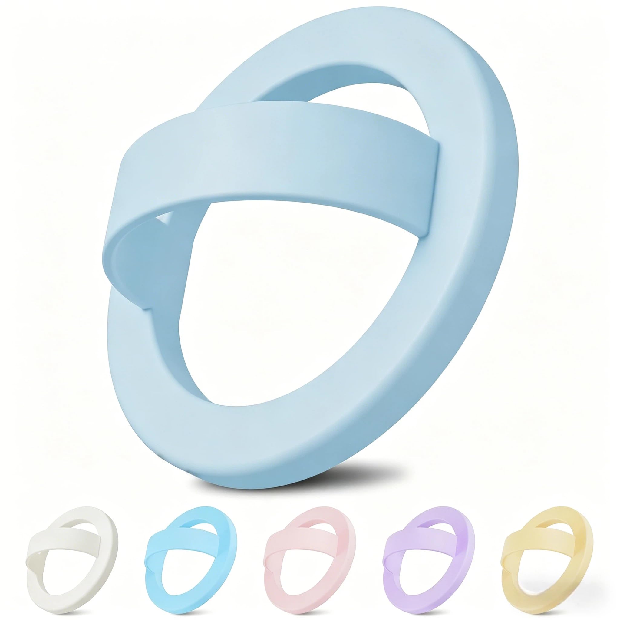 Magnetic Silicone Ring Grip Phone Holder for MagSafe, 360° Rotating Finger Loop, Strong Magnetic Phone Grip, Soft & Lightweight, Compatible with iPhone 17/16/15/14/13/12 Series, Black