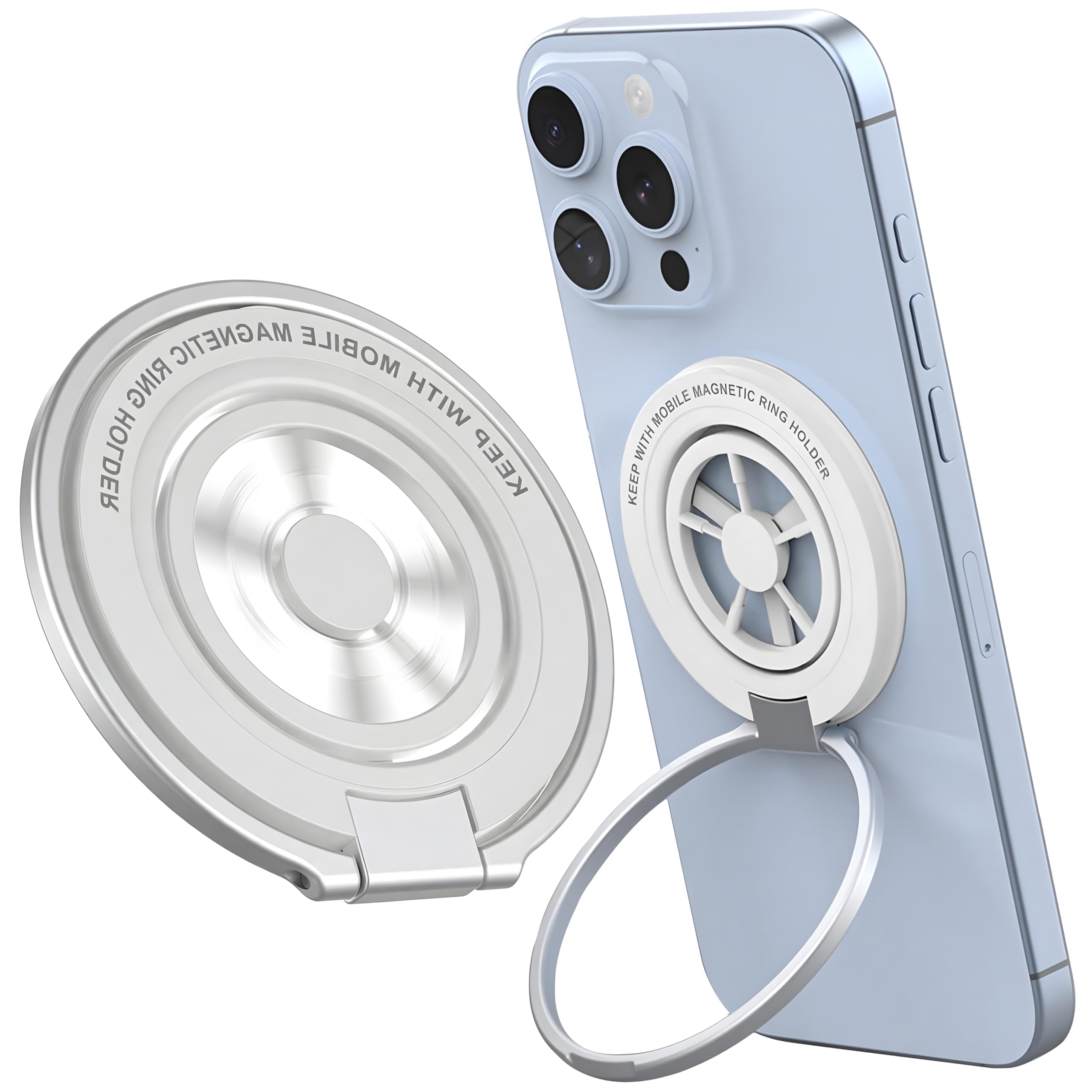 Magnetic Phone Ring Holder for MagSafe, Lucky Wheel Fidget Spinner Phone Grip, Dual Sided Magnets Phone Stand for iPhone /Mag Case, Morandi Aesthetic Kickstand for Gym Travel Stress Relief Accessory