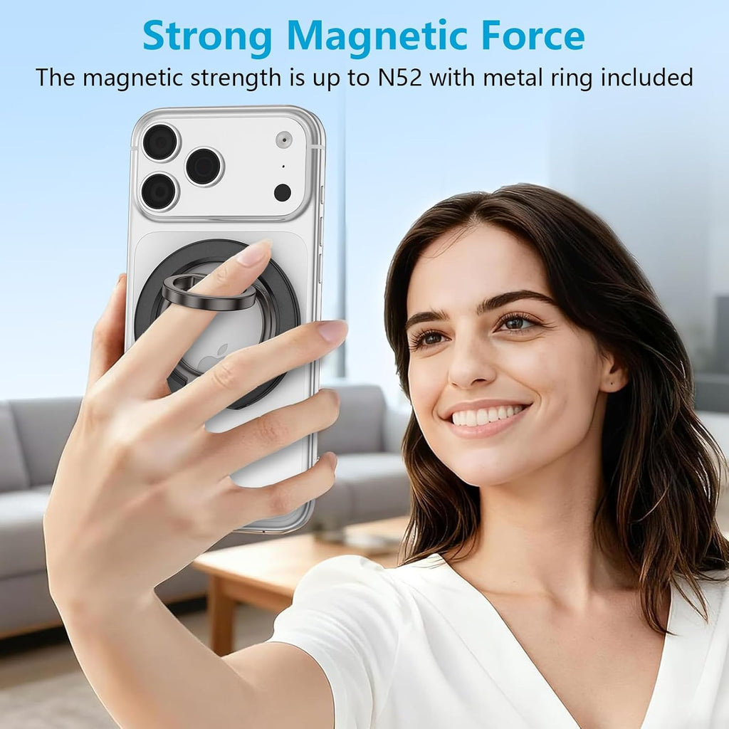 MagSafe Phone Ring Holder Dual-Sided Magnetic Phone Grip Kickstand Loop Magnet Finger Ring Stand for Samsung S26 Ultra S26 S25 FE S24 Ultra iPhone 17e/17/16/15/14/13/12 Pro Max Google Pixel 10a 10 9 8