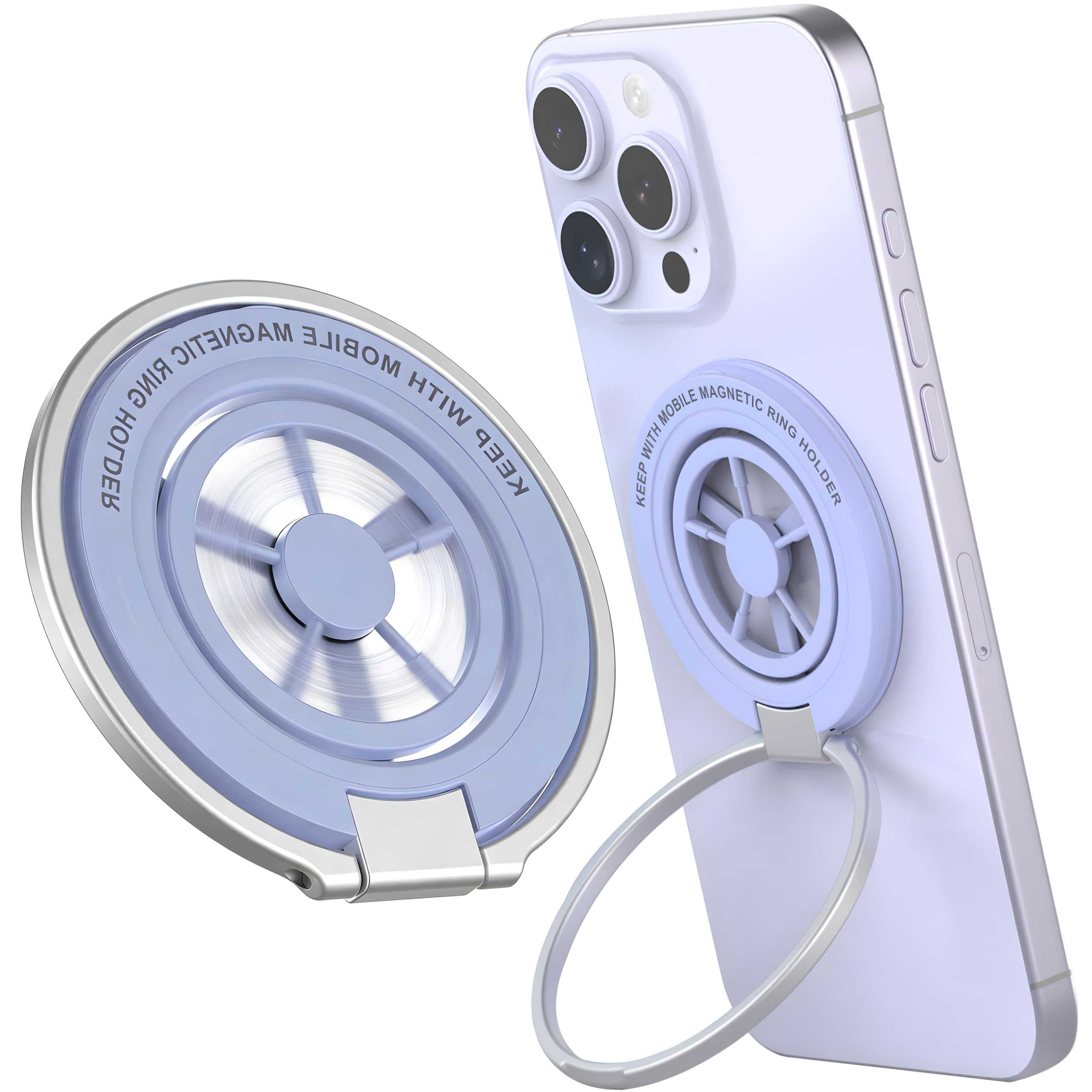 Magnetic Phone Ring Holder for MagSafe, Lucky Wheel Fidget Spinner Phone Grip, Dual Sided Magnets Phone Stand for iPhone /Mag Case, Morandi Aesthetic Kickstand for Gym Travel Stress Relief Accessory