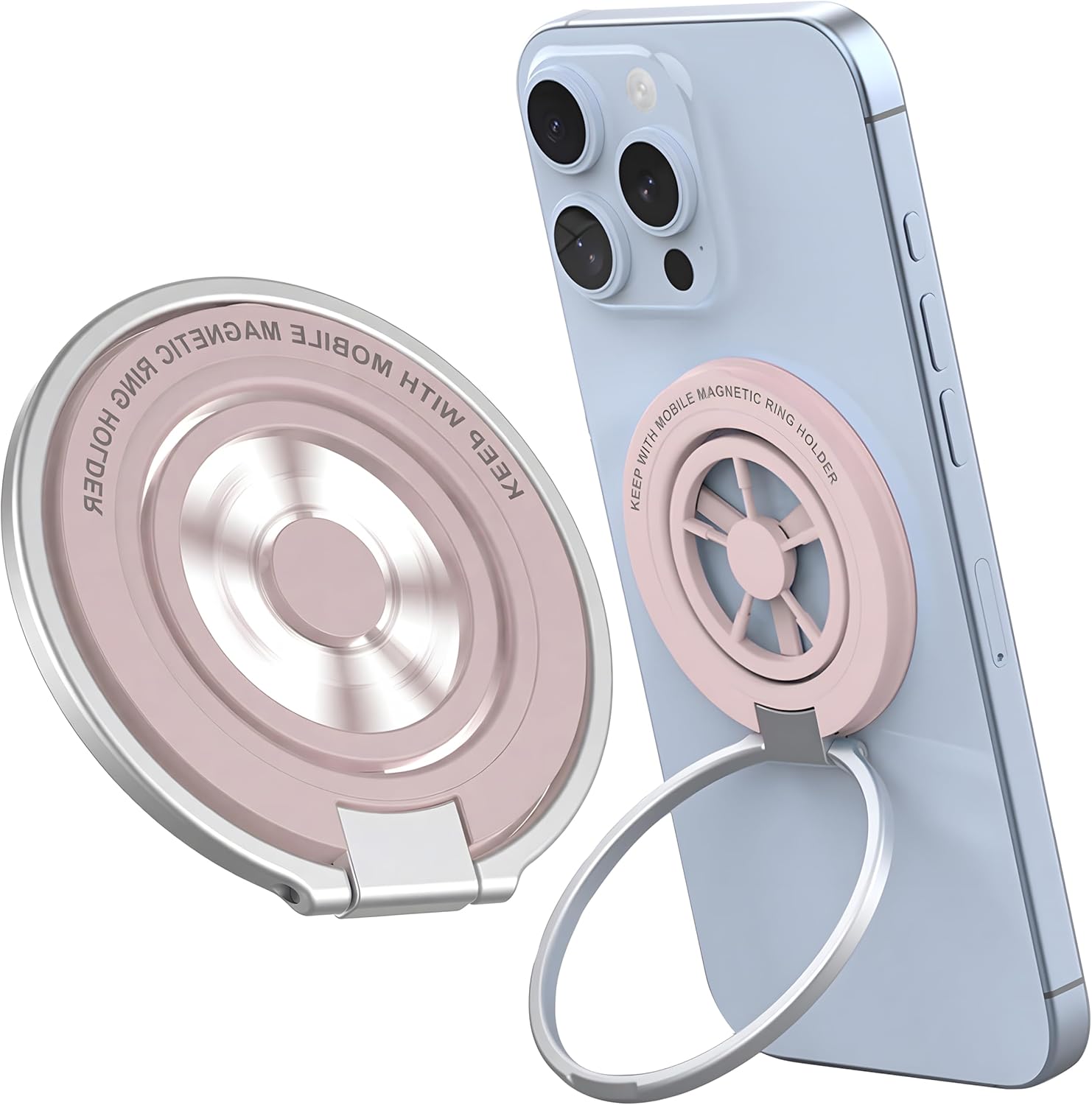 Magnetic Phone Ring Holder for MagSafe, Lucky Wheel Fidget Spinner Phone Grip, Dual Sided Magnets Phone Stand for iPhone /Mag Case, Morandi Aesthetic Kickstand for Gym Travel Stress Relief Accessory