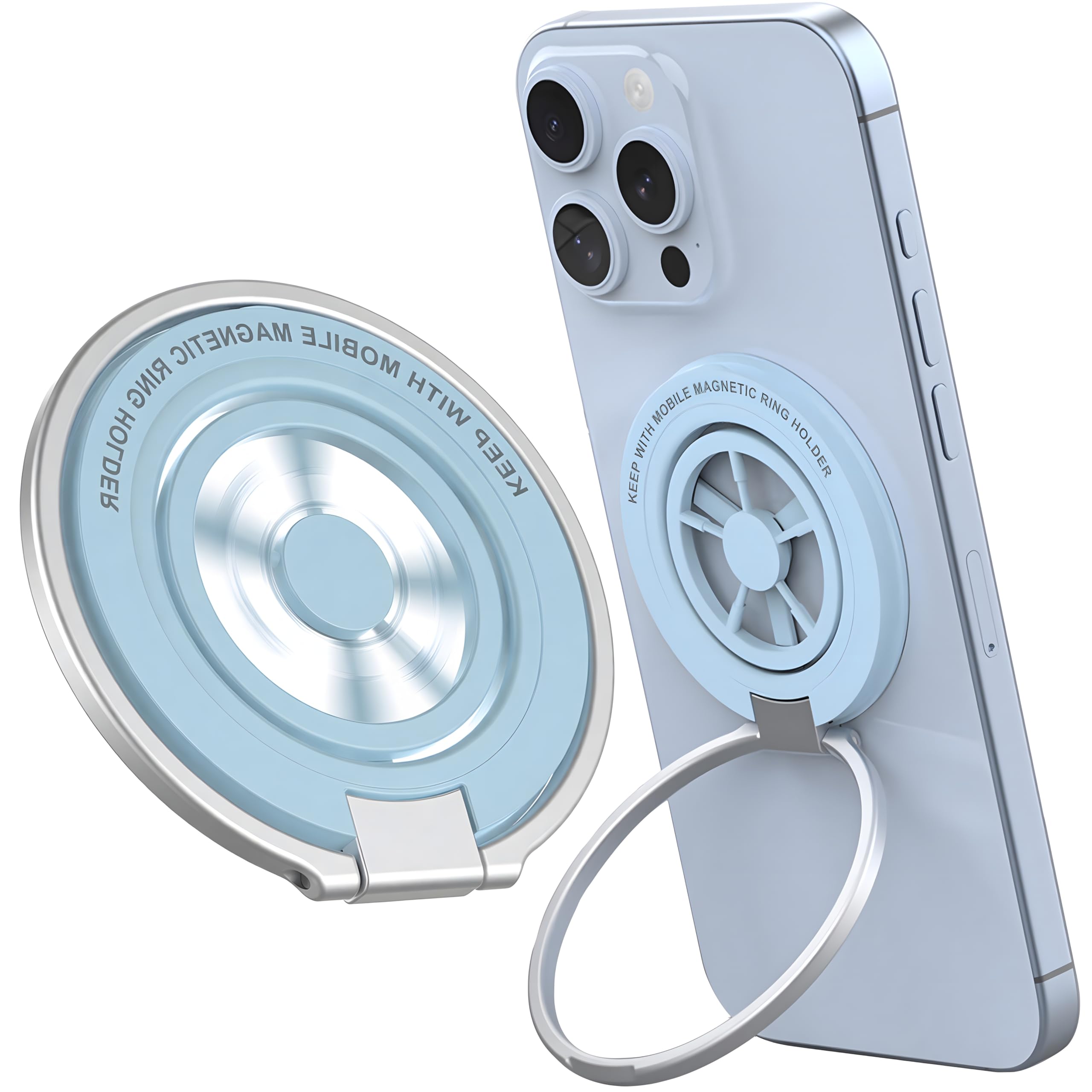 Magnetic Phone Ring Holder for MagSafe, Lucky Wheel Fidget Spinner Phone Grip, Dual Sided Magnets Phone Stand for iPhone /Mag Case, Morandi Aesthetic Kickstand for Gym Travel Stress Relief Accessory