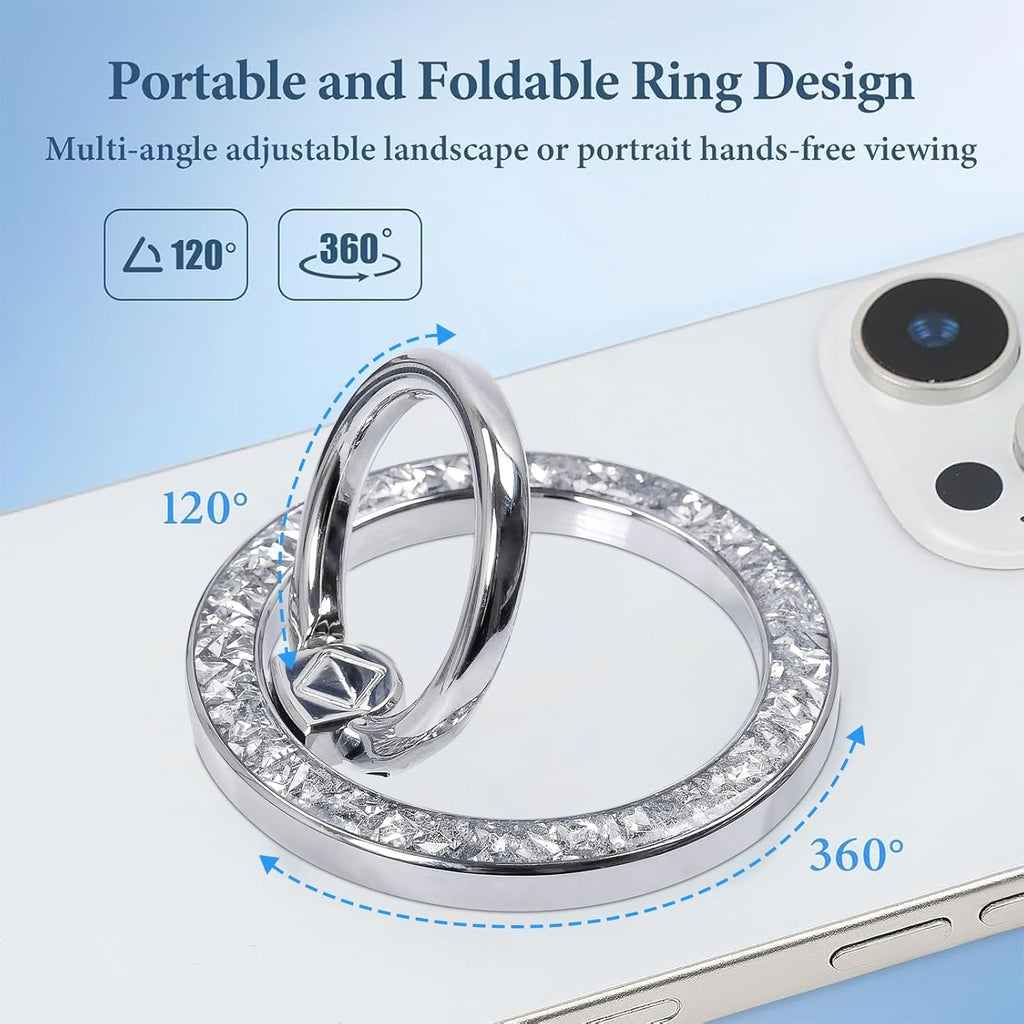 Magnetic Phone Ring for MagSafe Grip [Super Magnet] Stylish Twinkle Design Ring Holder Stand, Mag Safe Accessory for iPhone 17/16/15/14/13 Pro Max Plus