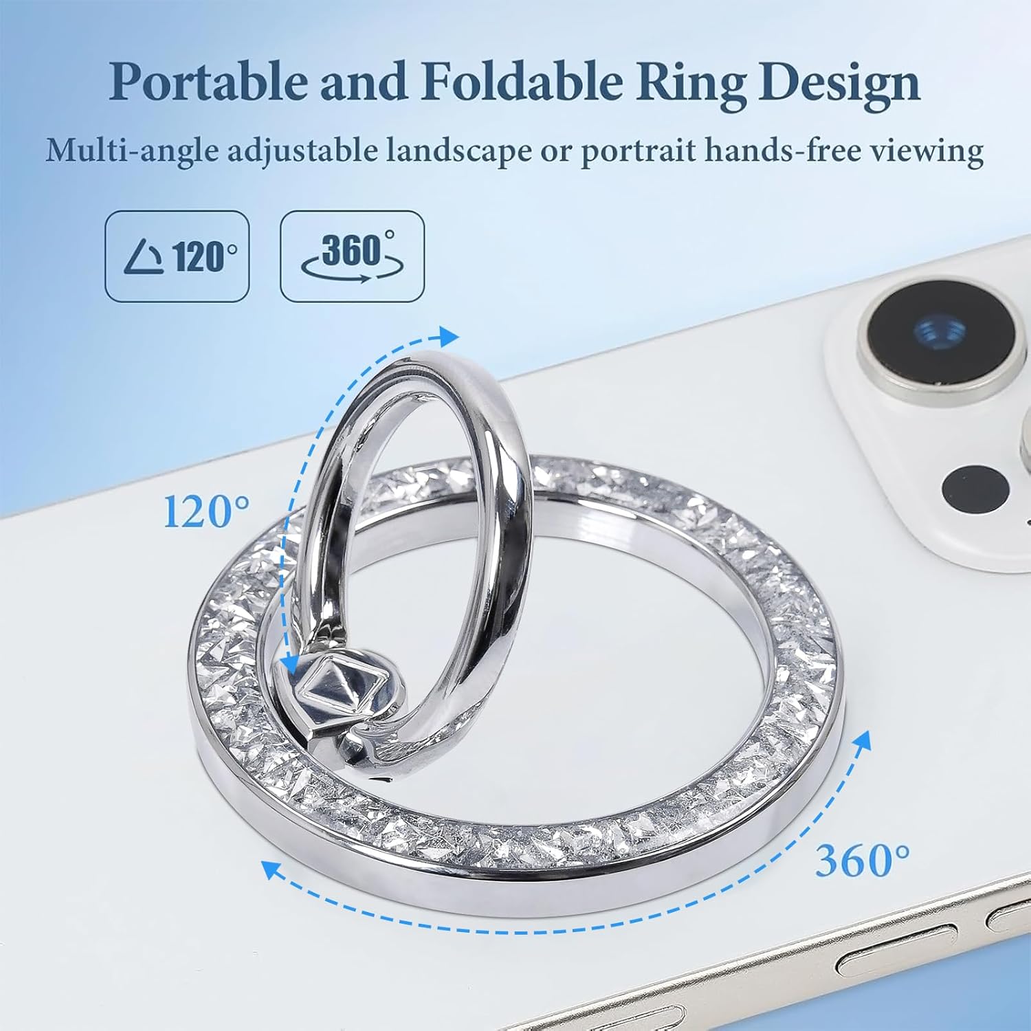 Magnetic Phone Ring for MagSafe Grip [Super Magnet] Stylish Twinkle Design Ring Holder Stand, Mag Safe Accessory for iPhone 17/16/15/14/13 Pro Max Plus