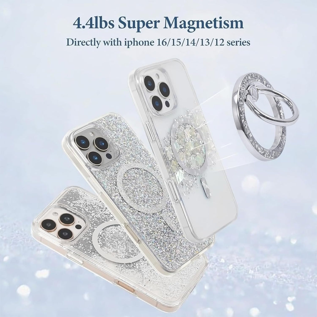 Magnetic Phone Ring for MagSafe Grip [Super Magnet] Stylish Twinkle Design Ring Holder Stand, Mag Safe Accessory for iPhone 17/16/15/14/13 Pro Max Plus