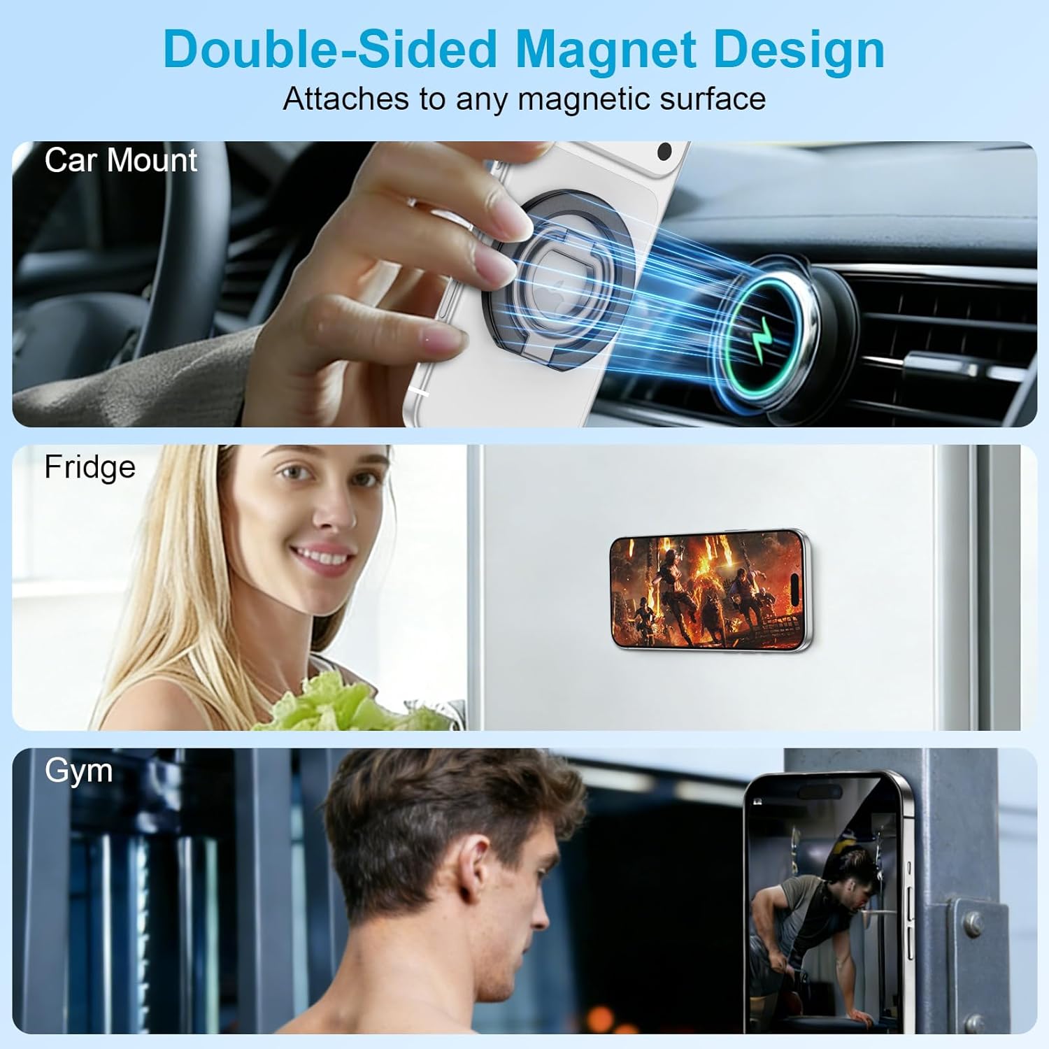MagSafe Phone Ring Holder Dual-Sided Magnetic Phone Grip Kickstand Loop Magnet Finger Ring Stand for Samsung S26 Ultra S26 S25 FE S24 Ultra iPhone 17e/17/16/15/14/13/12 Pro Max Google Pixel 10a 10 9 8
