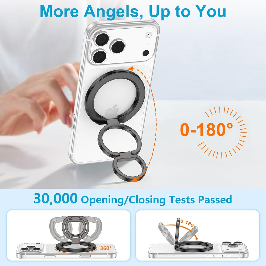 MagSafe Phone Ring Holder Dual-Sided Magnetic Phone Grip Kickstand Loop Magnet Finger Ring Stand for Samsung S26 Ultra S26 S25 FE S24 Ultra iPhone 17e/17/16/15/14/13/12 Pro Max Google Pixel 10a 10 9 8