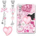 ZLFSRQ 3Pcs Charm Chains for Kindle Decorating Charms Cute Black Bow E-reader Accessories Bling Heart Grip Holder Compatible with Kindle Paperwhite 11th 12th Phone iPad Gifts for Book Lovers Coworkers