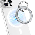 Magnetic Phone Ring for MagSafe,Phone Grip Kickstand,Ring Holder Stand Compatible with iPhone 17 16 15 14 13 12 Pro Max Plus and Phone Case - Green Transparent Glitter